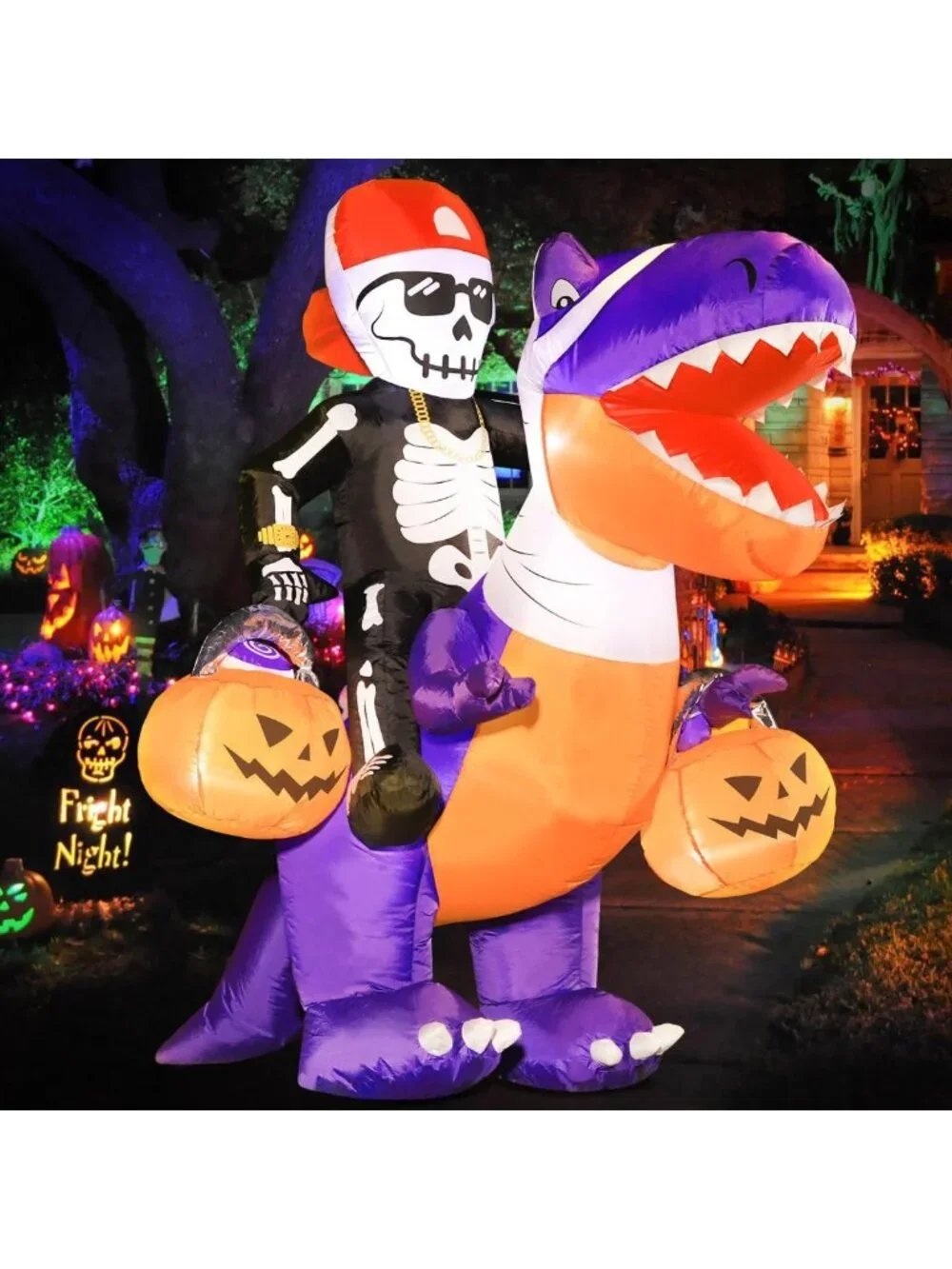 6FT Inflatable Skeleton Dinosaur Halloween Yard Decor - Spooky Outdoor